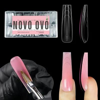 Produktbild von Nagel-Doppelformen für Polygel-Verlängerung, konisch quadratisch, wiederverwendbar, 150 Stück, 15 Größen
