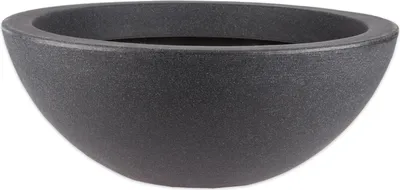 Produktbild von BigDean XXL Pflanzschale Wasserschale Ø 52 cm Höhe ca. 19 cm - Brunnenschale für Miniteich - Stabiler Kunststoff - Anthrazit Stein-Optik - Abfließen möglich - Grabschale