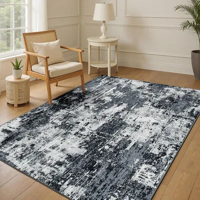 Zdjęcie produktu dla Niski dywan, antypoślizgowy, 90x150 cm, nowoczesny, abstrakcyjny wzór, idealny do salonu
