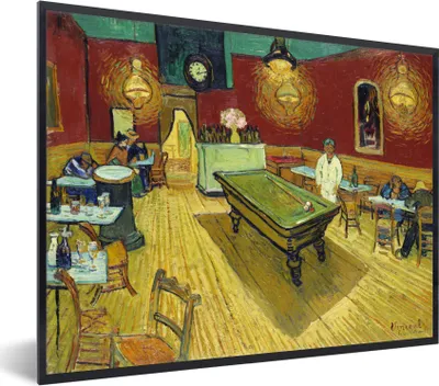 Produktbild von MuchoWow® MuchoWow® Gerahmtes Poster Das Nachtcafé - Vincent van Gogh 80x60 cm - Poster mit zchwarzem Bilderrahmen - Schwarzem - Mit Gestell