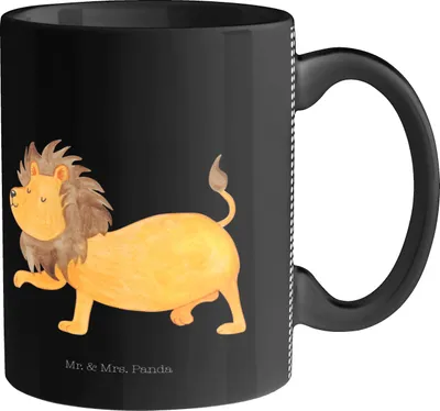 Produktbild von Mr. & Mrs. Panda Tasse Sternzeichen Löwe - Schwarz - Geschenk, Kaffeetasse, Keramiktasse, Kaffeebecher, Geburtstag Juli, August, Becher, Trinkbecher, König Der Tiere
