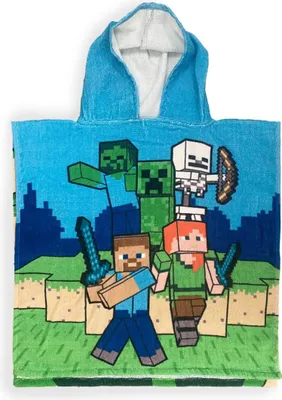 Obrázok produktu pre Minecraft pončo do kúpeľa - Mäkká a savá mikina s kapucňou 100% bavlna