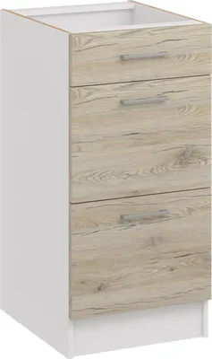 Produktbild von Roe Furniture | Küchenunterschrank 40 cm - Eiche Bordeaux - Braun - 3 Schubladen - Ohne Arbeitsplatte - Unterschränke Küche - Küche - DS43