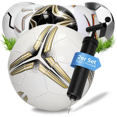 Produktbild von Fußball 'Match' - Ball für echte Fußballfans als Geschenk - Fussball Größe 5 perfekt zum Tore schießen - Sportball für das Training Indoor & Outdoor - Perfekter Soccer Ball 2er Set