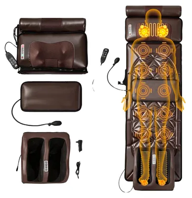 Image de Tapis de massage pour tout le corps, 130x50 cm, avec coussin, 3 réglages de chaleur, tension 12V,manuelle, 3 niveaux de puissance