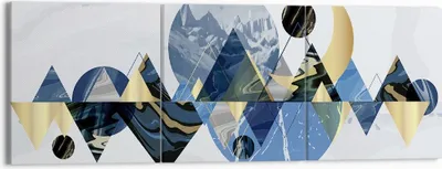 Produktbild von Bild auf Leinwand - Leinwandbild - 3 Teile - Abstraktion Geometrisch Berge - 150x50cm - Wand Bild - Wanddeko - Wandbilder - Leinwanddruck - Bilder - Wanddekoration - Leinwand bilder - CA150x50-4814