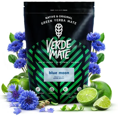 Produktbild von Verde Mate - Mate Tee Blue Moon 500g - Dicke Blätter 5mm, Luftgetrocknet - Mild - Yerba Mate Brasilien - Natürliche Energie