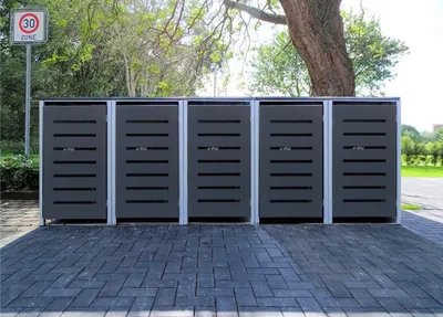Produktbild von 5 Mülltonnenboxen Modell No.6 Anthrazitgrau für 240 Liter Mülltonnen
