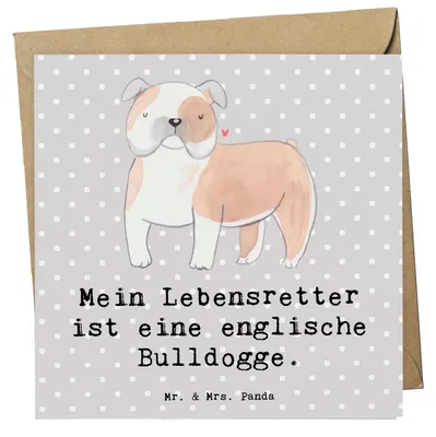 Produktbild von Mr. & Mrs. Panda Deluxe Karte Englische Bulldogge Lebensretter - Grau Pastell - Geschenk, anlasskarte, Glückwunschkarte, Klappkarte, faltkarte, doppelkarte, Grußkarte