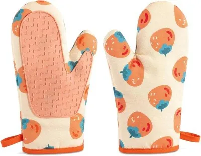 Produktbild von Unyqoos® Ofenhandschuhe 2er-Set – Hitzebeständig bis 230°C, Silikon & Baumwolle, 27 x 18 cm, rutschfest, Aufhängeschlaufe, Orange