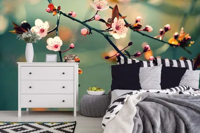 Produktbild von Vlies Fototapete JAPANISCHE BLÜHENDE KIRSCHE 375 x 250 cm (inkl. Kleister) - Vlies Tapete, Wandtapete, Wandbilder - Tapete für Wohnzimmer Schlafzimmer, Büro, Küche - Montagefertig