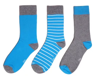 Produktbild von Herren Basic Socken 3-er Pack aus Baumwolle Modern Mittelblau und Grau Größe 47-48