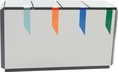 Produktbild von Feuerfester Wertstoffsammler RecycloStar 4 | 220 Liter, HxBxT 74,5x130x45,3cm | Aluminium | Anthrazit / Grau