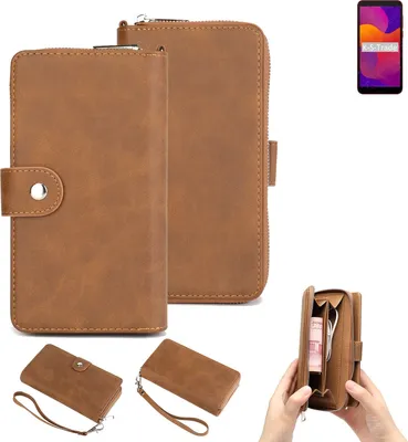 Produktbild von K-S-Trade Handyhülle Schutzhülle kompatibel mit Huawei Honor 9S & Portemonnee Tasche Handytasche Case Etui Geldbörse Wallet braun (1x)