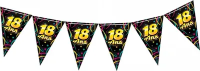 Produktbild von Wimpelkette 18. Geburtstag 6 m schwarz Konfetti - Einheitsgröße