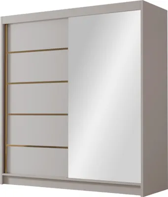 Produktbild von MIRJAN24 Schiebetürenschrank mit Spiegel Bali III, Kleiderschrank mit Kleiderstange, mit zwei Schwebetüren, Garderobe (Farbe: Cashmere)