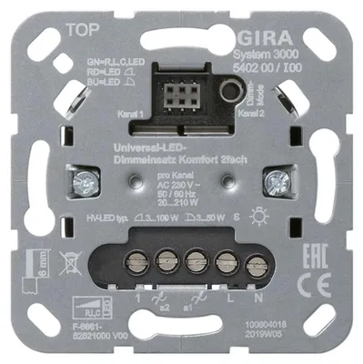 Obrázok produktu pre Gira Uni-LED-Dimmeinsatz 2fach S3000 540200 (540200)