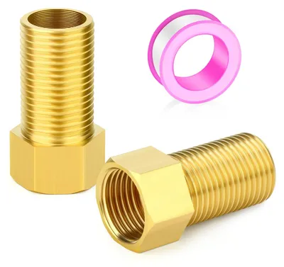 2er-Pack 50mm Messing-Rohrverlängerung 1/2" IG x 1/2" AG