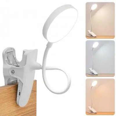 Image de Lampe de bureau avec protection oculaire et intensité réglable - Lampe LED USB avec 3 modes d'éclairage et support à pince