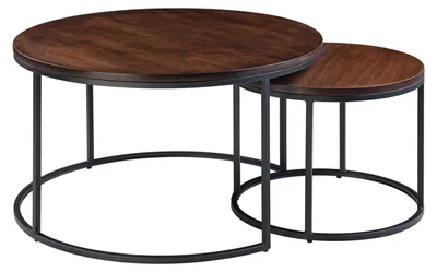 Produktbild von home24 Couchtischset - 2er-Set - Walnuss / Schwarz
