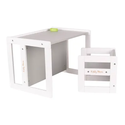 Zdjęcie produktu dla KiddyMoon stolik + krzesło tc-002 white/grey 61x44x44/30x30x30 mebel zestaw mebelków