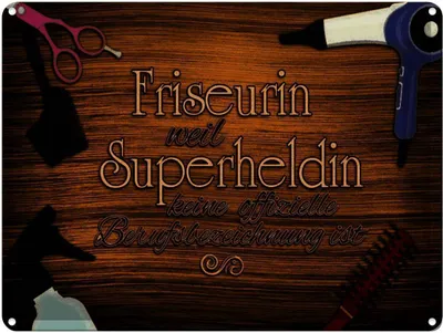 Immagine prodotto di vianmo Insegna di latta 30x40 cm Friseurin Superheldin