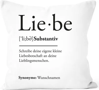 Produktbild von Kissen-Bezug personalisiert Liebe Definition Duden eigener Text Wunschnamen Geschenk Freundin Mann SpecialMe® weiß 40cm x 40cm