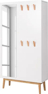 Produktbild von home24 Garderobenschrank mit Spiegel - Weiß / Eiche