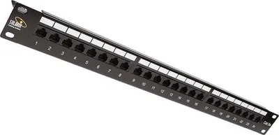 Obrázek produktu pro Solarix 19" Patch panel 24 x RJ45 CAT5E UTP 150 MHz černý 1U, SX24-5E-UTP-BK