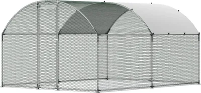Immagine prodotto di Pollaio in metallo, 9,8 x 13,1 x 6,5 piedi, ampio recinto per polli con copertura, recinto per polli con tetto a cupola e serratura di sicurezza, gabbia per anatre e conigli da esterno, recinto per pollame da cortile, fattoria, giardino