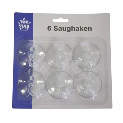 Produktbild von 6 Saughaken 5,5 cm klar Schwenkhaken