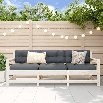 Produktbild von Design Möbel 3-tlg. Garten-Lounge-Set Weiß Massivholz Kiefer - 2024 Neu