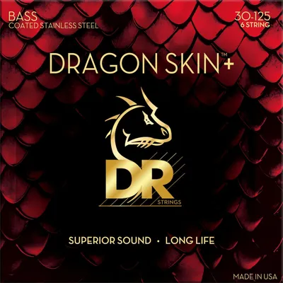 Obrázok produktu pre DR Strings Dragon Skin+ Coated Steel 6-String Medium 30-125 Struny pre 6-strunovú basgitaru