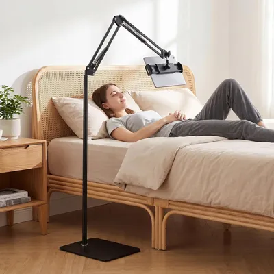 Produktbild von Tablethalter 80-135 cm, 360° drehbar, Klemme 12-25 cm, für Bett