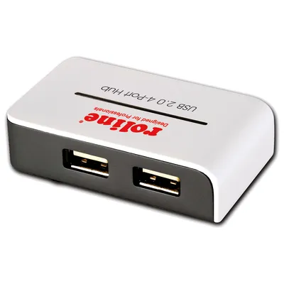Obrázok produktu pre ROLINE USB 2.0 Hub, USB 2.0, USB 2.0, Šedá, Biela, Plast, 0,5 m, 65 mm