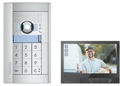 Produktbild von BTICINO Video-Türsprechset Flex'ONE SFERA Codelock + CLASSE 300X Dark, 7", WLAN, 1 Stk.