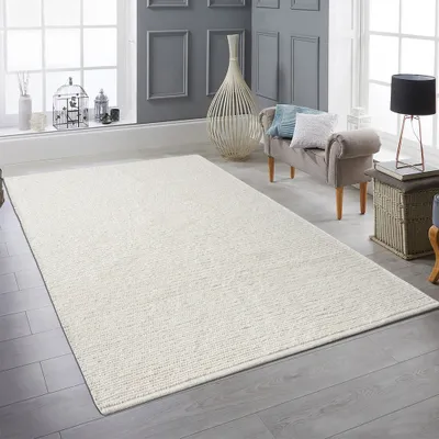 Produktbild von Elegant handgewobener Wollteppich in creme Größe - 200 x 290 cm