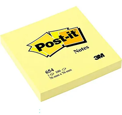 Zdjęcie produktu dla 3M Post-it Notes Haftnotizen, 76 x 76 mm, gelb 100 Blatt-Block (654)