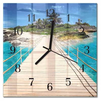 Produktbild von Tulup Glasuhr Wanduhr Küchenuhr Echt-Glas 30x30 cm Modern Dekorativ Geräuschlos Schwarzen Zeigern - Inselbrücke