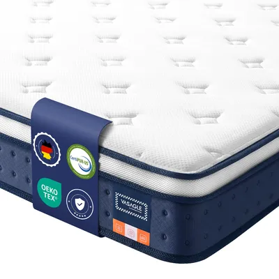 Produktbild von VASAGLE Federkernmatratze Taschenfederkernmatratze, Gel-Memory-Schaum, mittelfest,  Schlafzimmer, atmungsaktiv, blaux, 90 x 200 x 20 cm