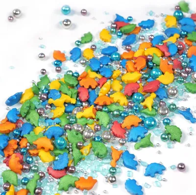 Produktbild von Streuselheld Super Dinos 40g Streusel zum Dekorieren und Verzieren von Gebäck aller Art wie Torten Kuchen Keksen Zuckerstreusel
