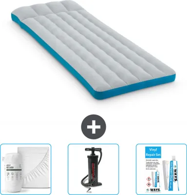 Produktbild von Intex Campingmatte – Französisches Bett – 72 x 189 x 20 cm – Blau – im Lieferumfang enthalten Spannbettuch - Pumpe en Reperaturset