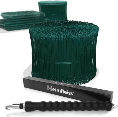 Immagine prodotto di Heimfleiss® Filo per trapano + occhiello Filo per cemento 1,4 x 140 mm (1000 pz.) - Set di fili rossi rivestiti in PVC di colore verde - Filo di legatura per trapani a filo