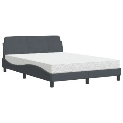 Produktbild von Bett mit Matratze "Dover" Dunkelgrau 140x190 cm Samt