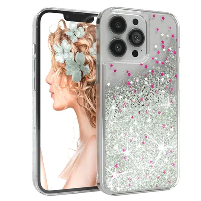 Produktbild von EAZY CASE - Glitzer Hülle kompatibel mit Apple iPhone 13 Pro Glitzer Schutzhülle, Soft Case, Backcover Transparent mit Motiv