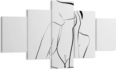 Produktbild von Bild auf Leinwand - Leinwandbild - 5 Teile - Frau Linien Minimalismus - 125x70cm - Wand Bild - Wanddeko - Wandbilder - Leinwanddruck - Bilder - Wanddekoration - Leinwand bilder - EA125x70-4488