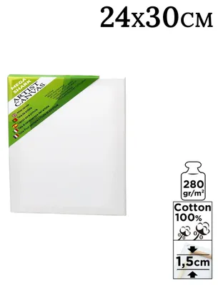 Obrázok produktu pre Plátno – napnuté plátno – 100 % bavlna – rám z borovicového dreva – vhodné pre akrylové a olejové farby – biela farba – 24 × 30 cm