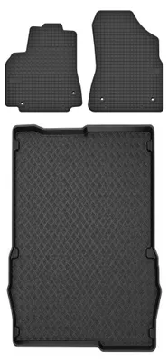 Productafbeelding van Rubberen automatten + kofferbakmat voor Citroen Berlingo II 2008-2018 (MPV/stationwagen) – 3-delig, zwart, op maat – Wielganizator
