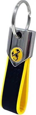 Obrázek produktu pro Oficiální klíčenka Abarth, žlutá a karbonová, s žlutým logem skorpióna