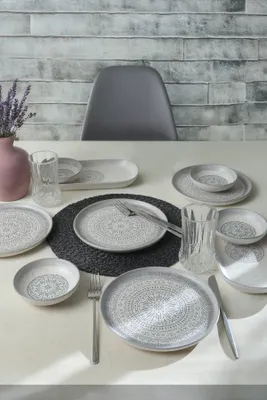 Produktbild von Hermia Concept, Frühstücksset (10 Teile) aus Steinzeug, antibakteriell, 100% wasserabweisend